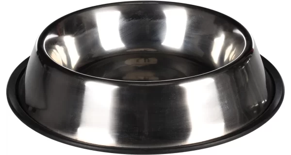 GAMELLE POUR LA NOURRITURE ET L’EAU  ROND ARGENT antidérapant