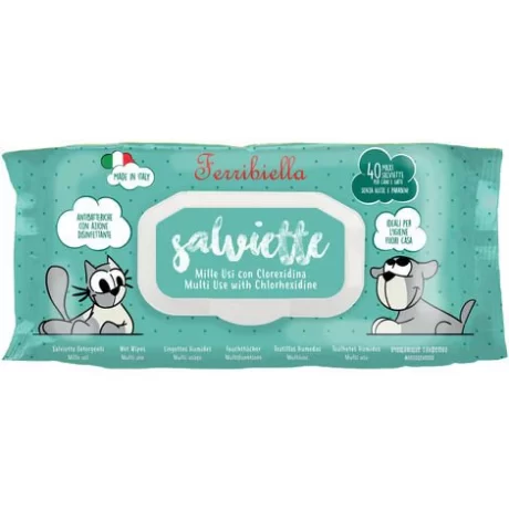 Lingettes Ferribiella- Multi Usage Avec Chlorhexidine – Chien & chat 40 unites
