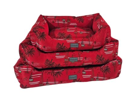COUSSIN IMPERMIABLE  DESIGN  HUWAI  ROUGE pour chien / chat