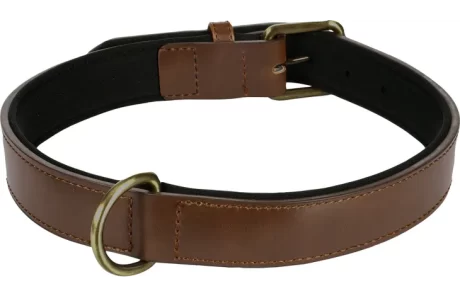 FLAMINGO -COLLIER EN CUIR AVEC NÉOPRÈNE LYABO MARRON