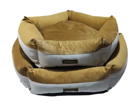 Panier  Lavable avec Coussin  Déhoussable, Canapé pour Chien / Chat jaune , beige