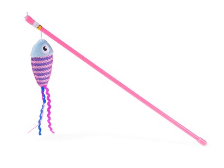 JOUET CHAT CANNE À PÊCHE POISSON 40CM