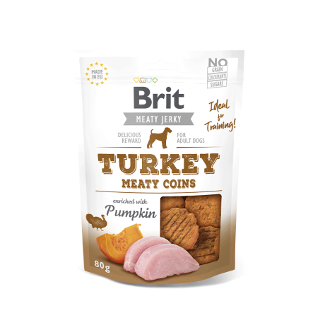 BRIT JERKY SNACK TURKEY MEATY COINS FOR DOGS